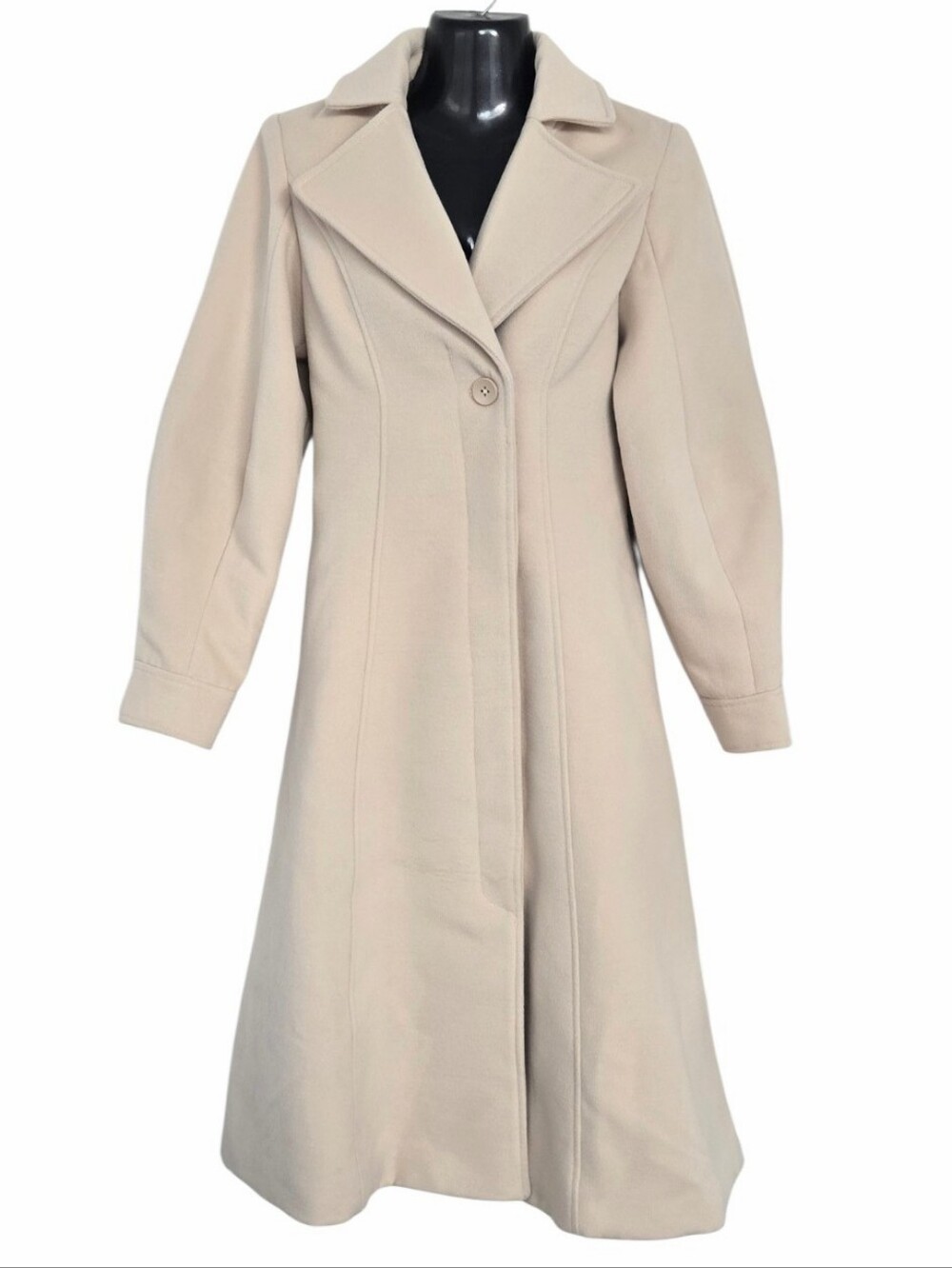 OAK + FORT Cream Long A-Line Coat Dress